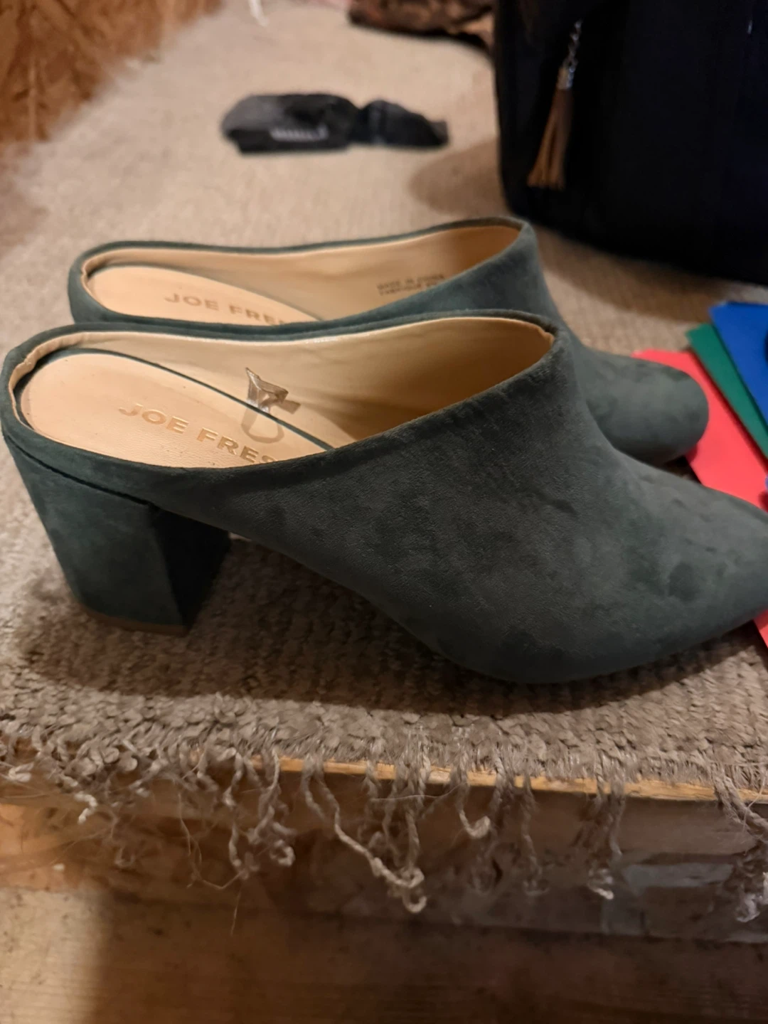 Size 7 Forest Green Heeled Mules