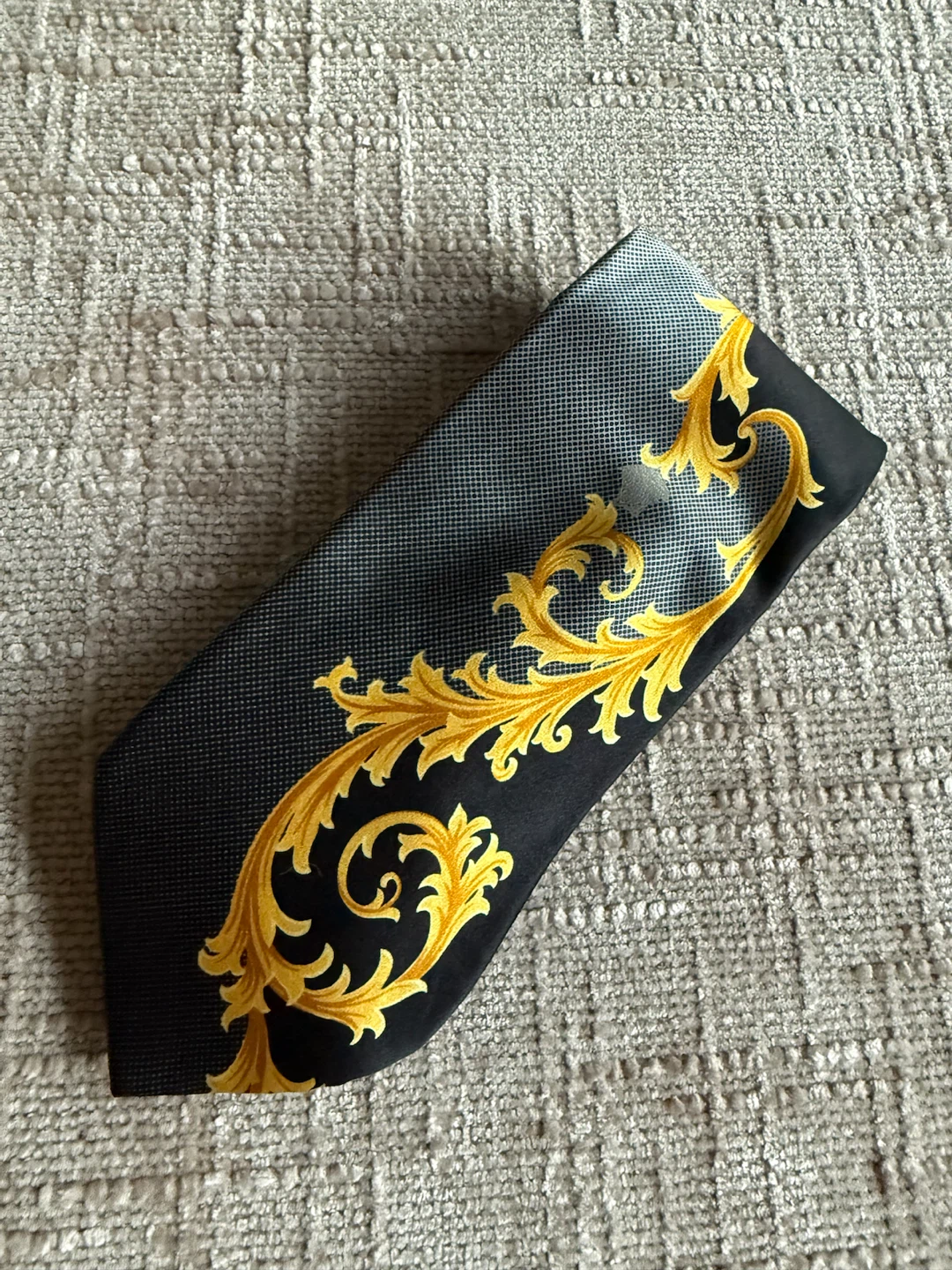 Gianni Versace Silk Medusa Head Medallion Tie Black Gold