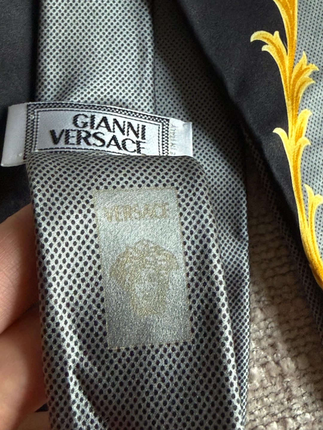 Gianni Versace Silk Medusa Head Medallion Tie Black Gold - photo 4