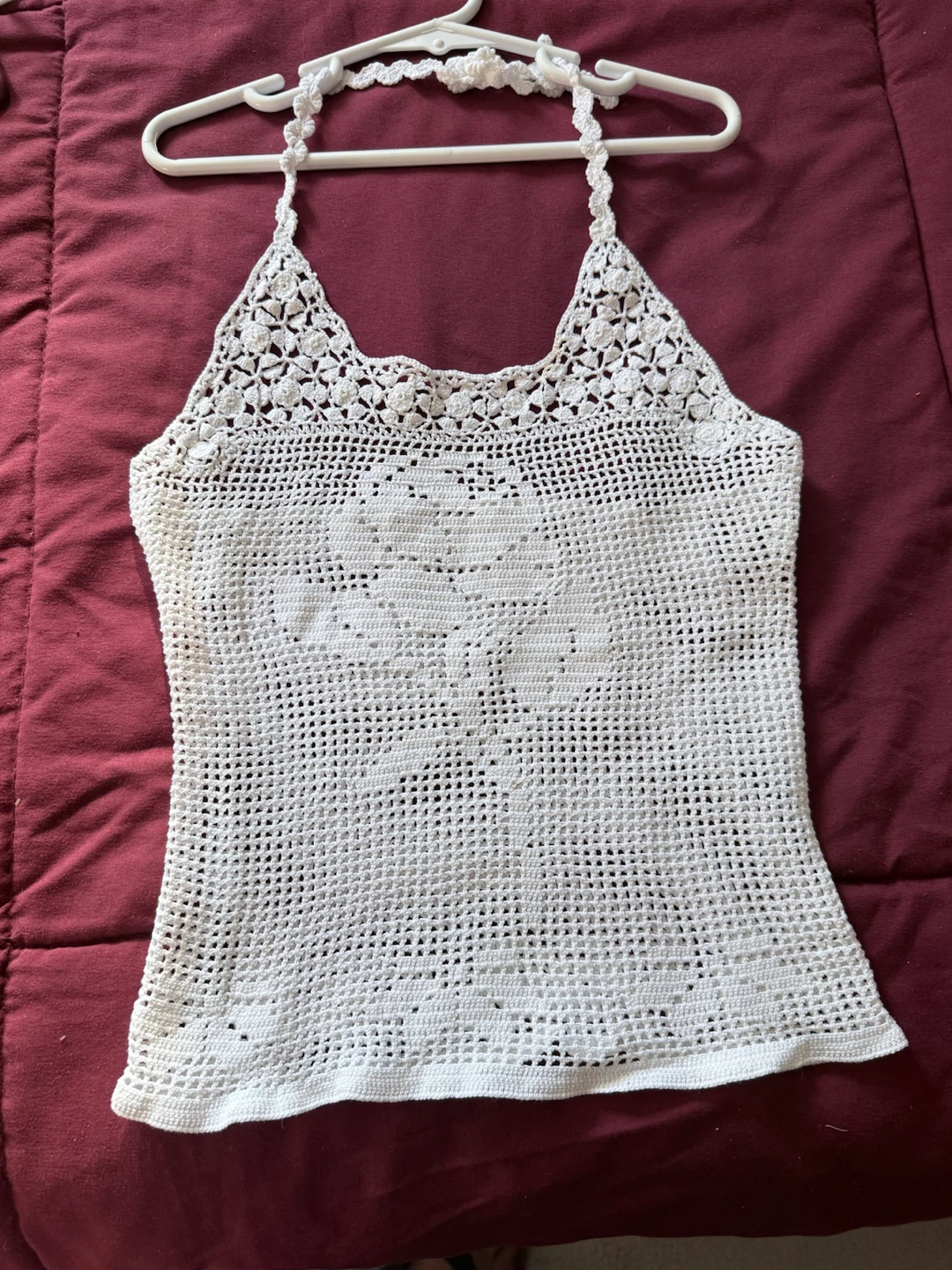 White Crochet Halter Top Size XXS