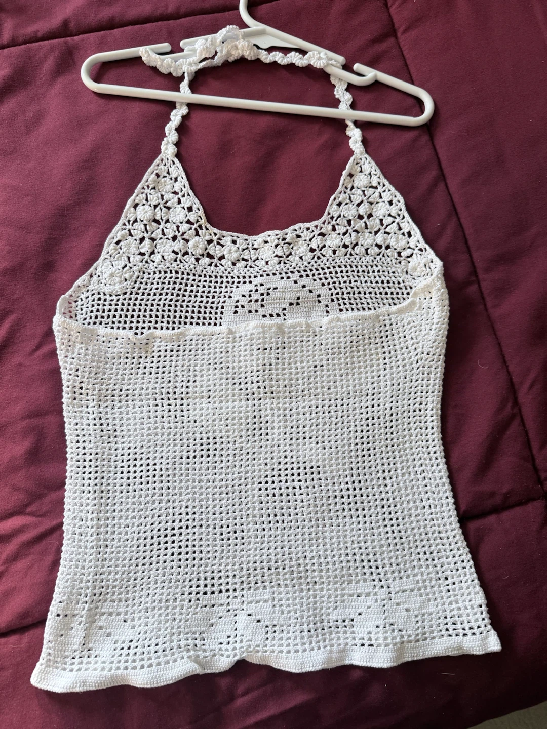 White Crochet Halter Top Size XXS - photo 2