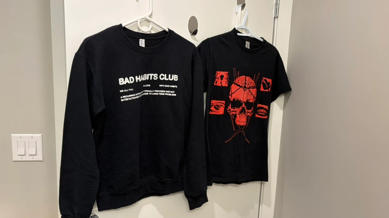 Bad Habits Club Black Crewneck Sweatshirt and T-Shirt Set