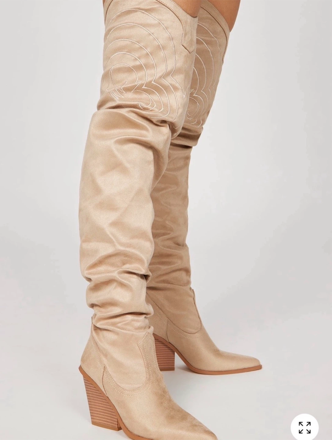 Beige Suede Over-the-Knee Boots