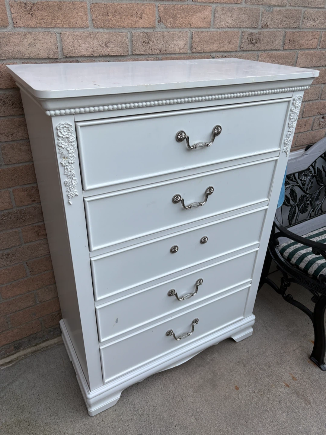 White Five-Drawer Dresser