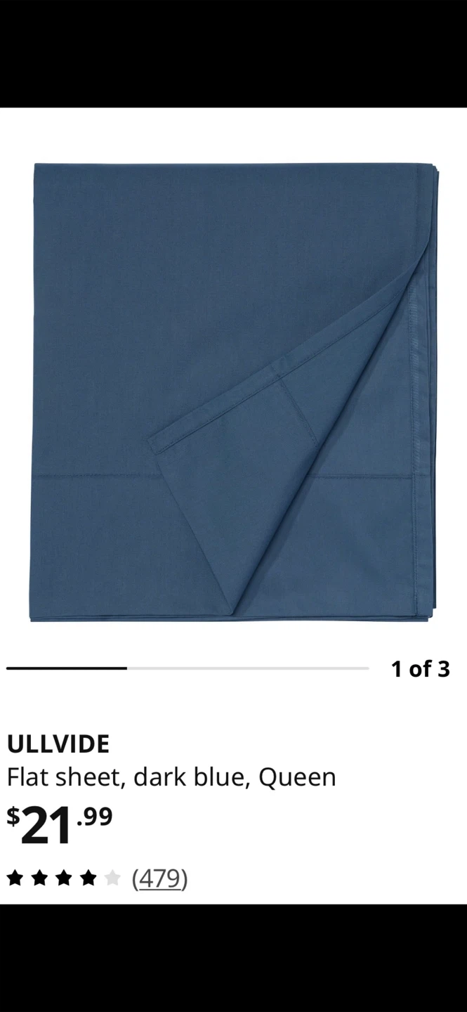 IKEA-Queen Flat Sheet-Dark Blue - photo 3