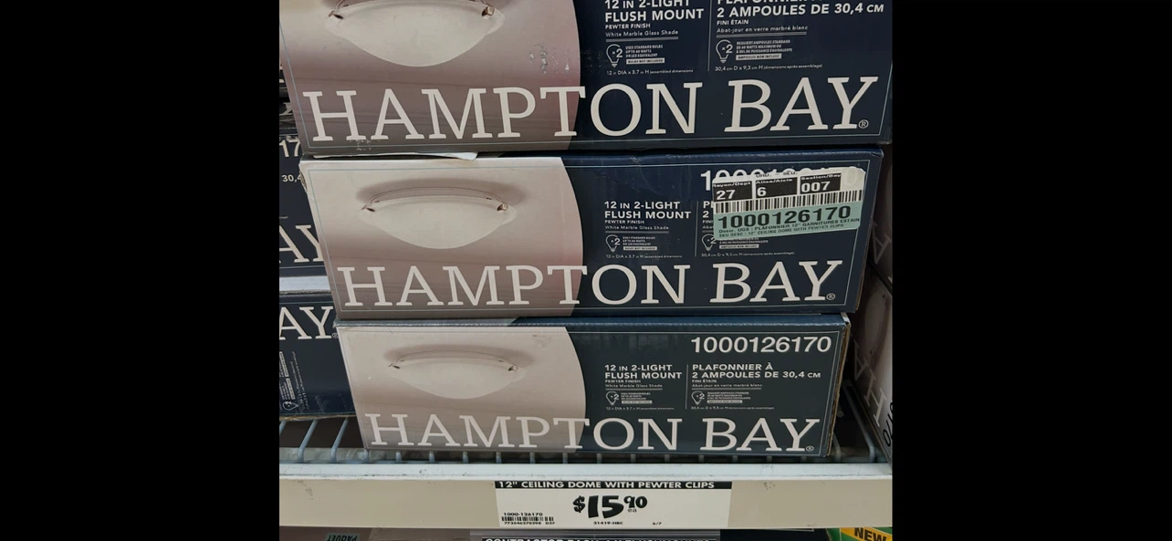 12 Hampton Bay 12-inch 2-Light Flush Mount