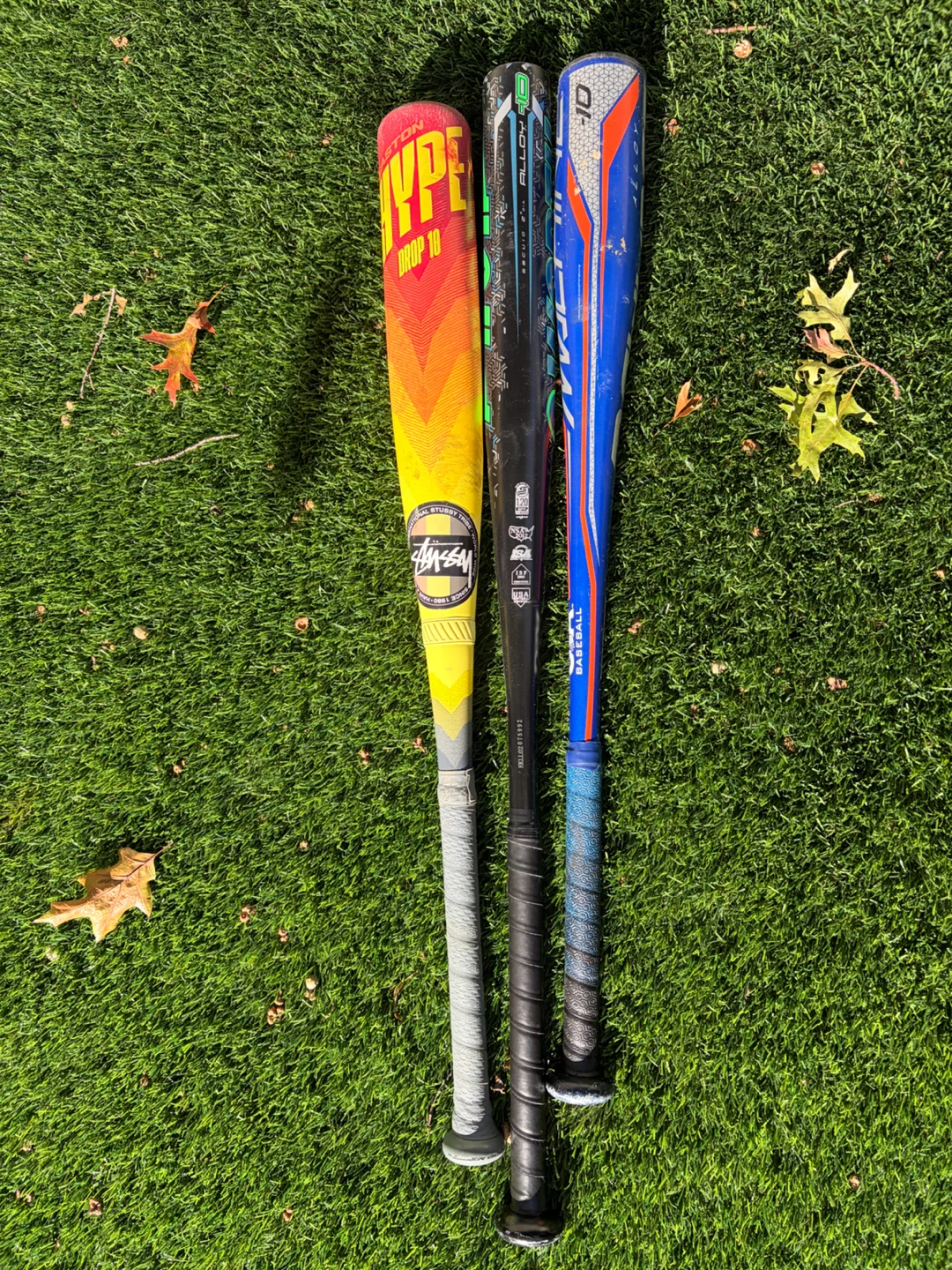 3 Baseball Bats: Easton, Worth, Rawlings