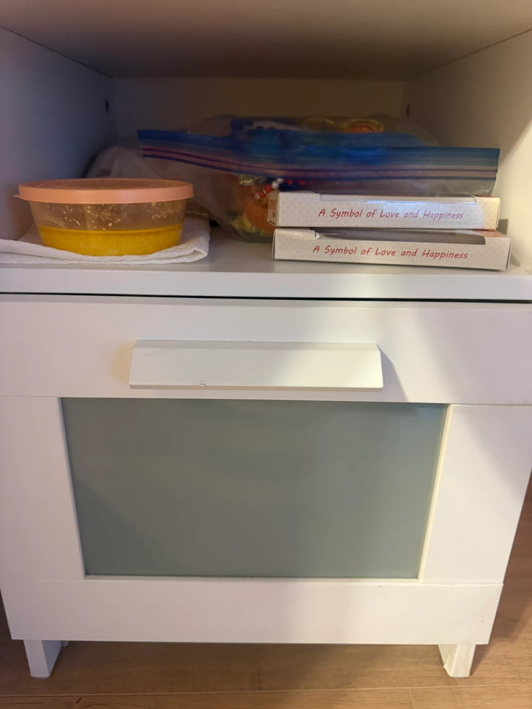 NEED GONE TODAY -  2 White Nightstand with Frosted Glass Drawer - photo 2