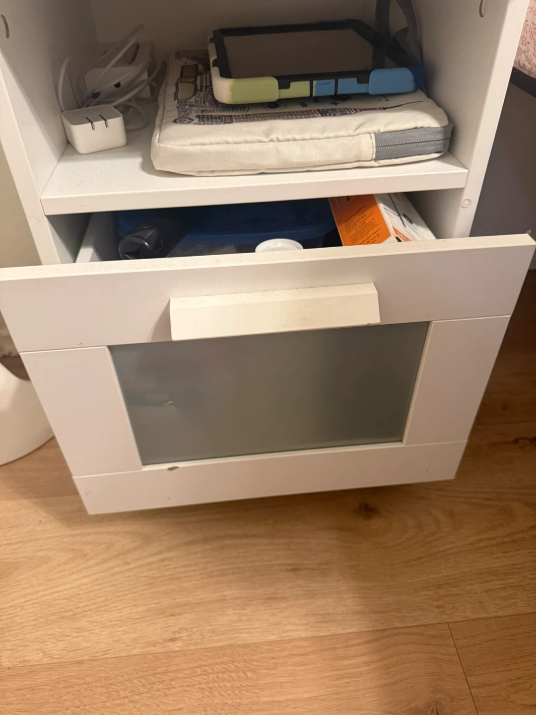 NEED GONE TODAY -  2 White Nightstand with Frosted Glass Drawer - photo 5