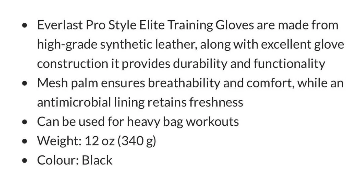 Everlast Pro Style Elite Training Gloves - Black - photo 2