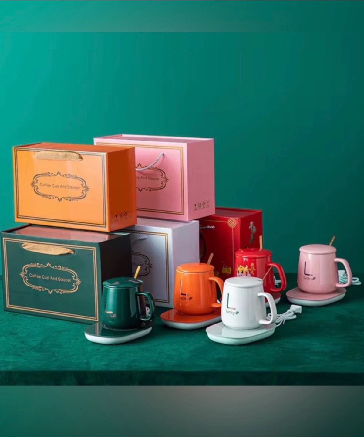 Electric ceramic mug ☕️ Coffee Cup and Saucer with Warmer Set