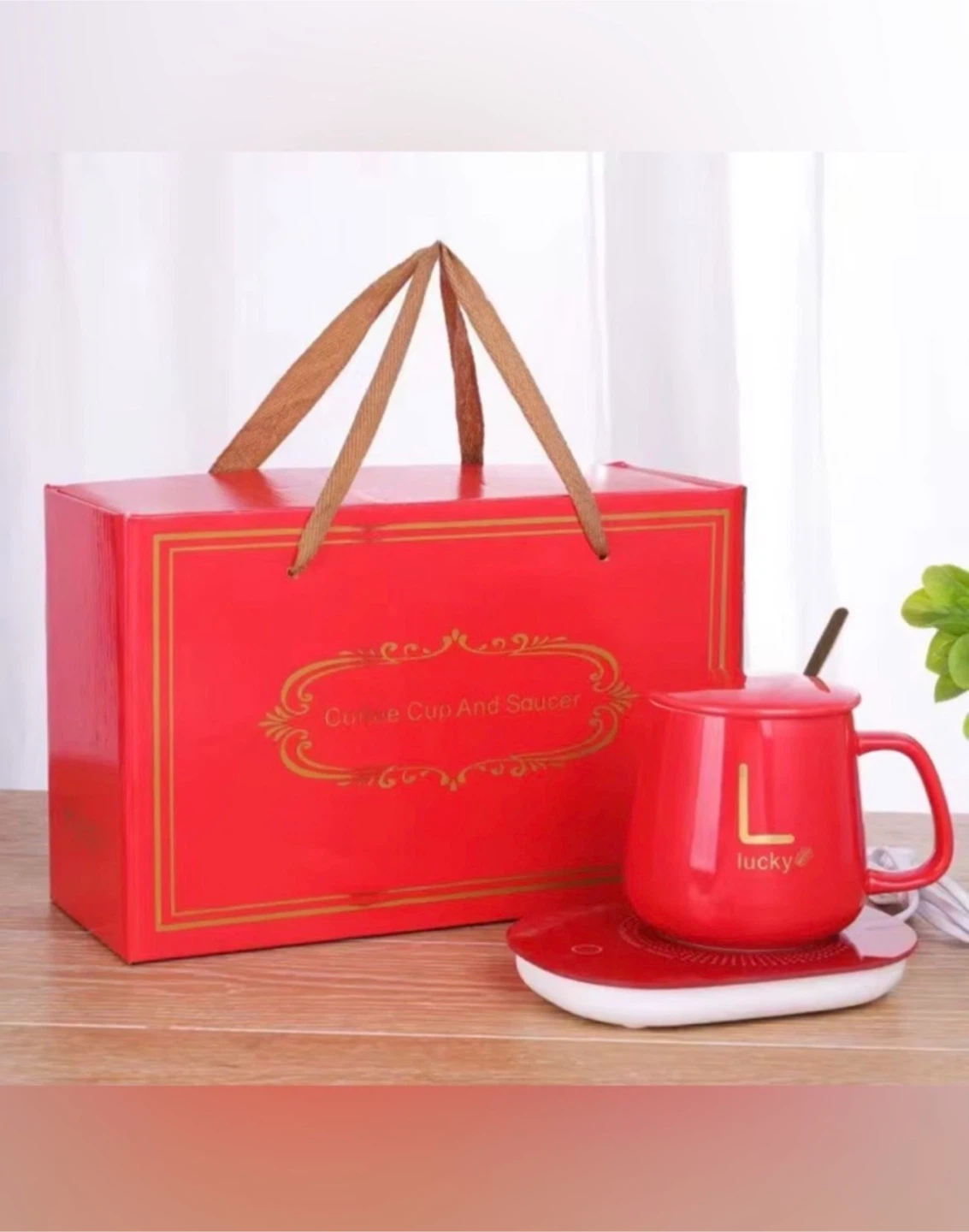 Electric ceramic mug ☕️ Coffee Cup and Saucer with Warmer Set - photo 2