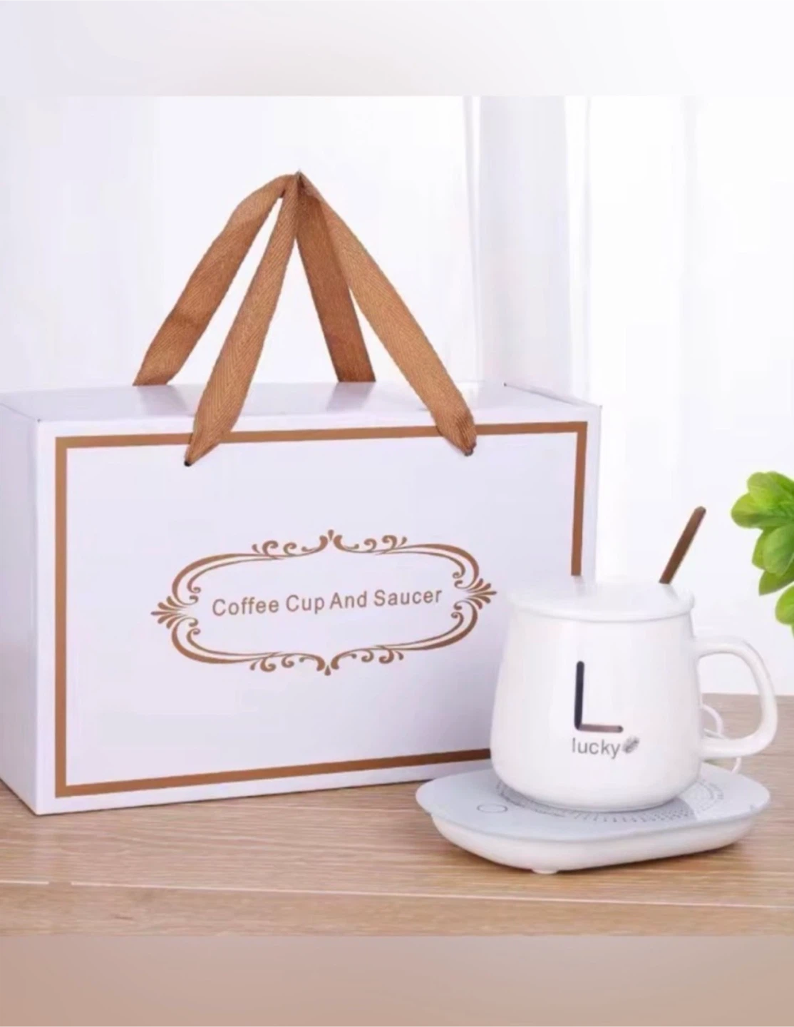 Electric ceramic mug ☕️ Coffee Cup and Saucer with Warmer Set - photo 3