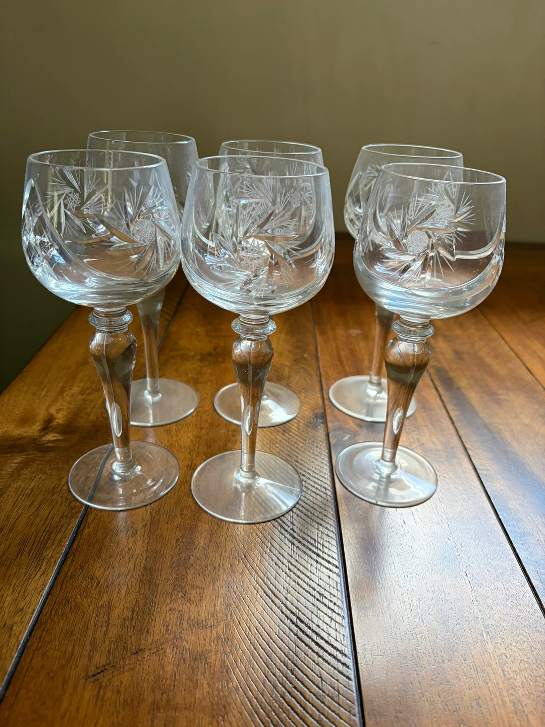 Set of 5 Crystal Wine Glasses