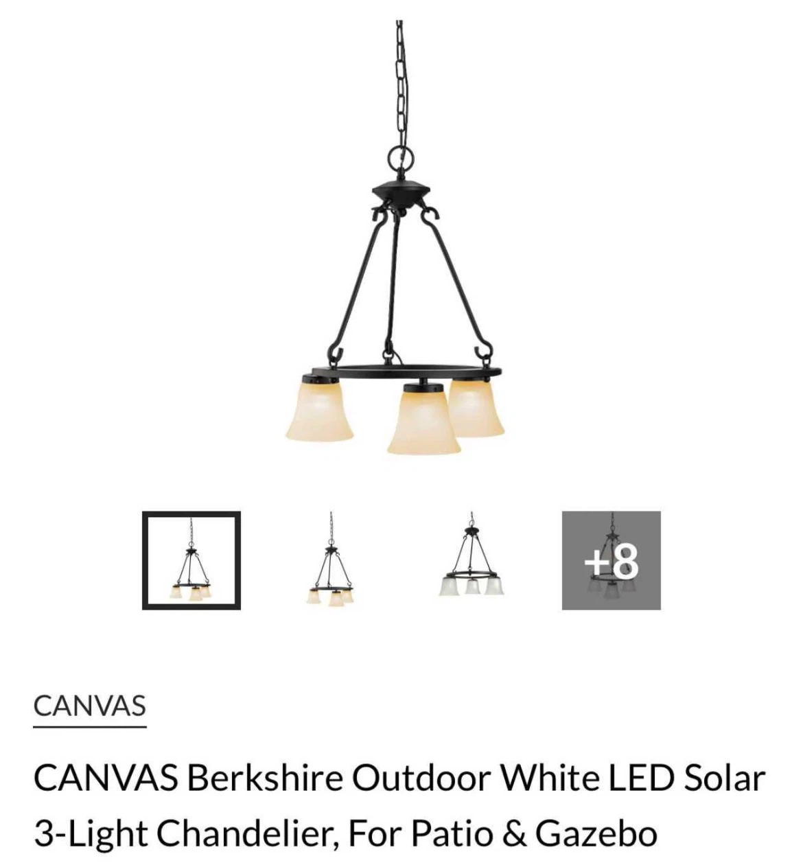 CANVAS Berkshire Outdoor Solar 3-Light Chandelier - photo 2
