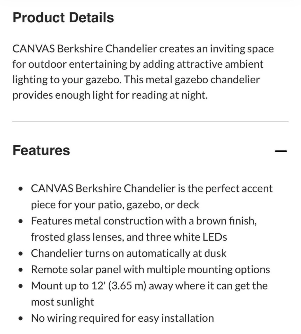 CANVAS Berkshire Outdoor Solar 3-Light Chandelier - photo 4