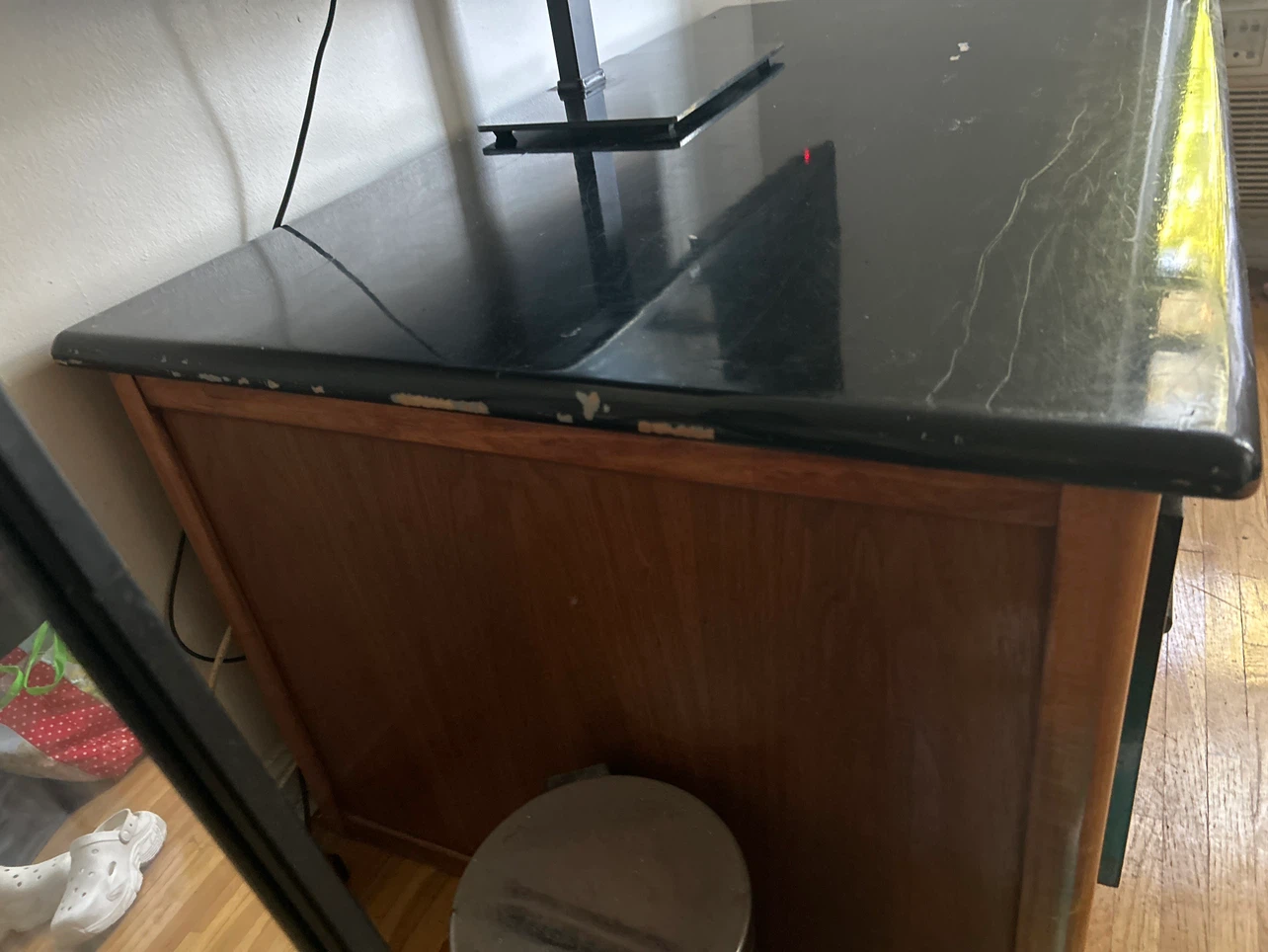 Vintage Wooden Desk with Black Top - photo 3