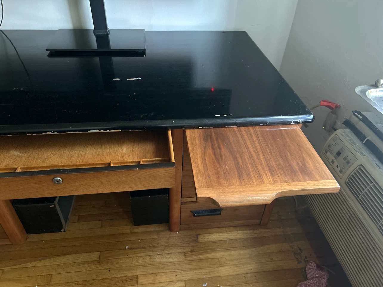 Vintage Wooden Desk with Black Top - photo 5