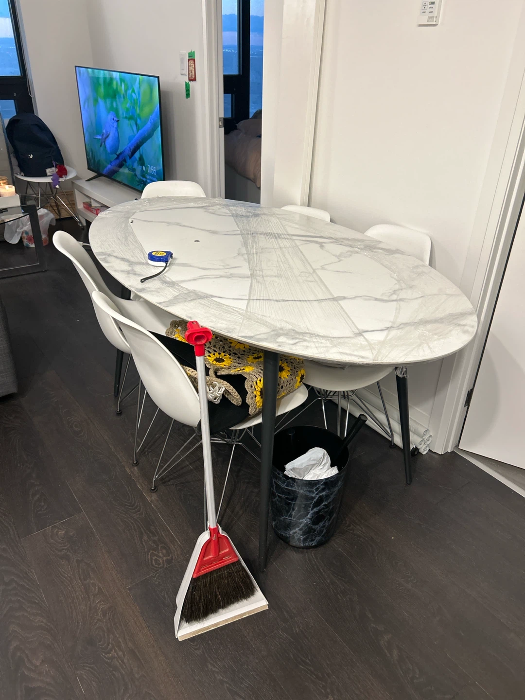 Oval Faux Marble Dining Table - photo 2