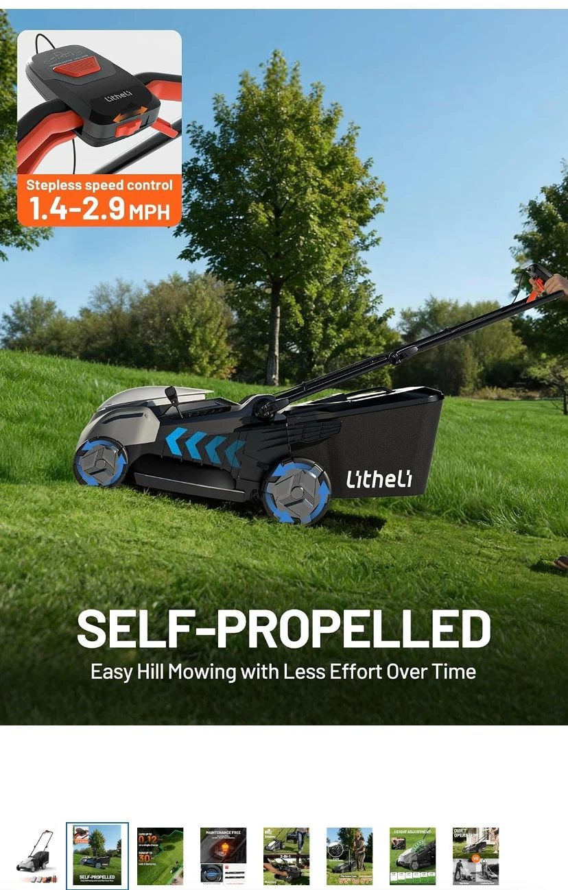Litheli Self-Propelled Electric Lawn Mower - photo 2
