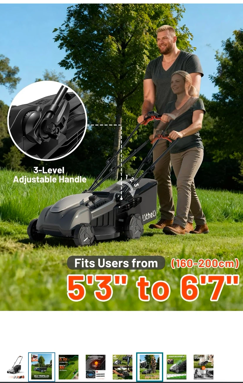 Litheli Self-Propelled Electric Lawn Mower - photo 5
