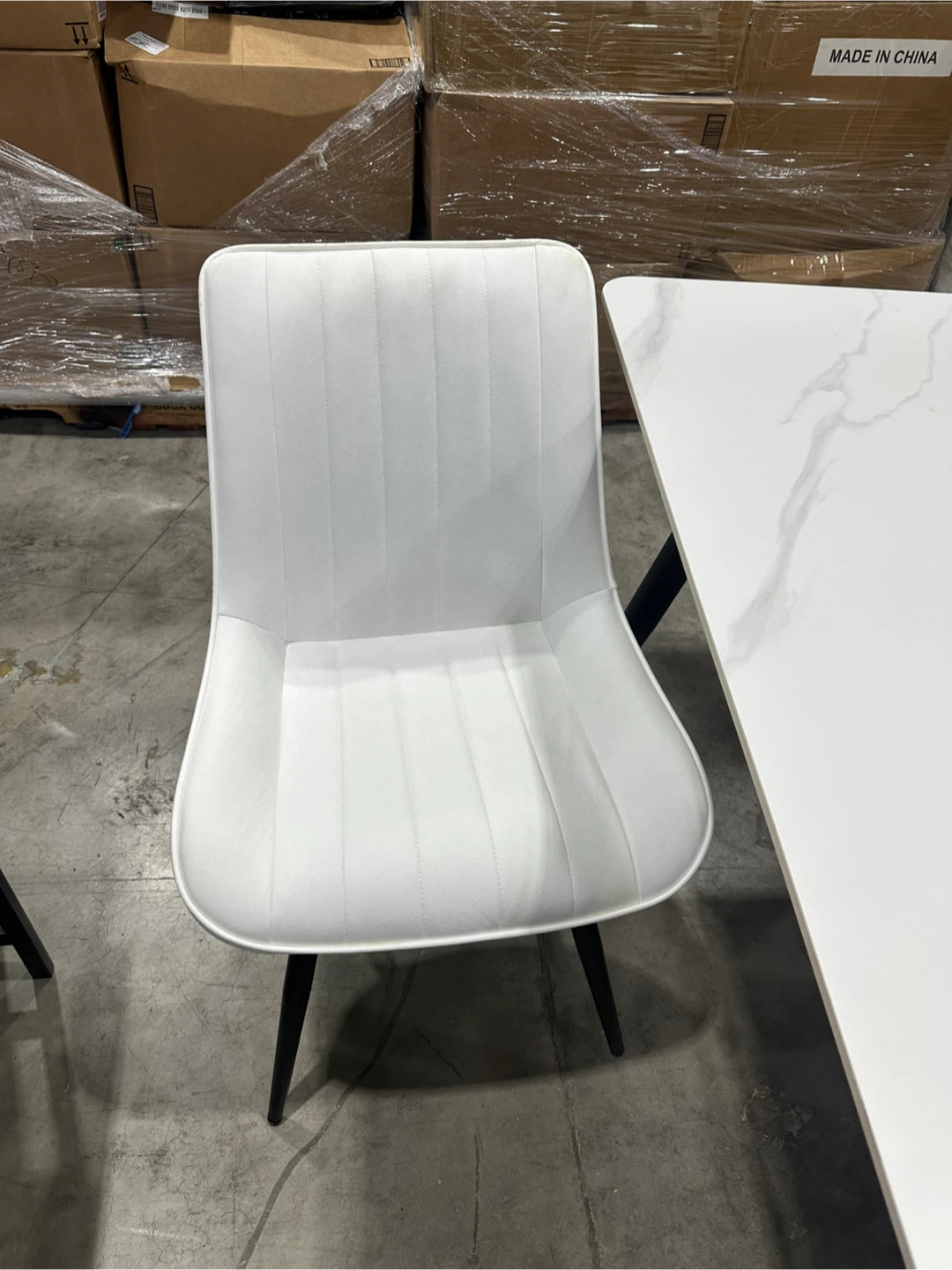 4 New White Dining Chairs with Black Legs - photo 3