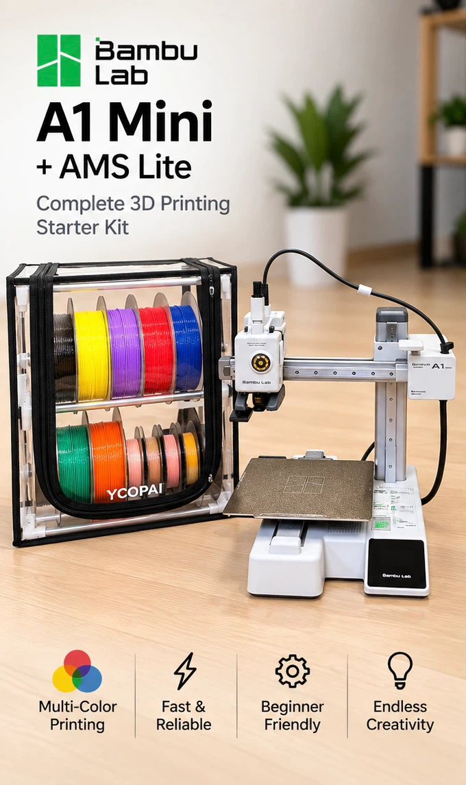 Bambu Lab A1 Mini + AMS Lite – Complete 3D Printing Kit