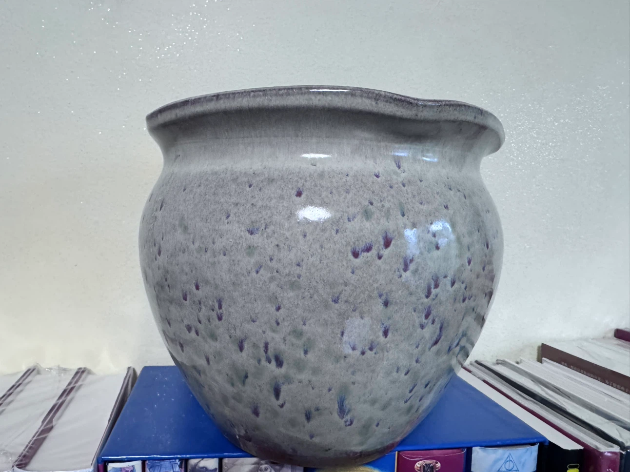 Large Glazed Ceramic Flower Pot with Drainage Hole