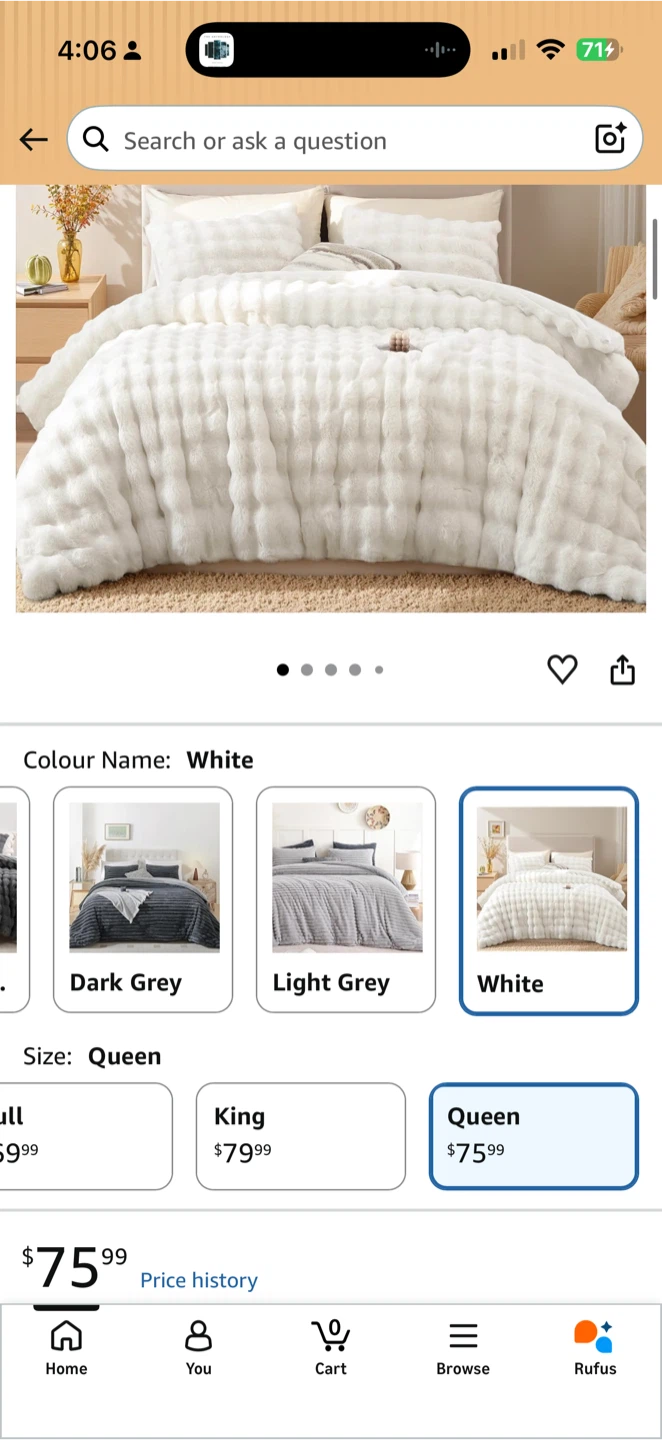 YIKUSH Fluffy Faux Fur Duvet Cover Set - Queen, White