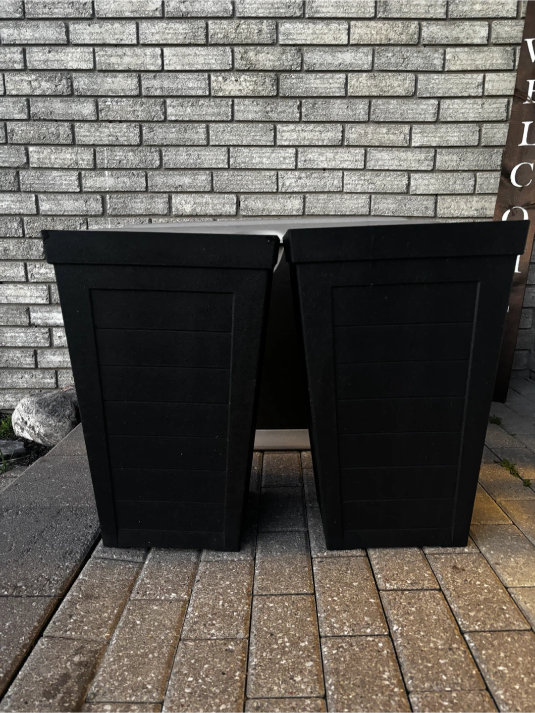 Set of Two Tall Black Planters