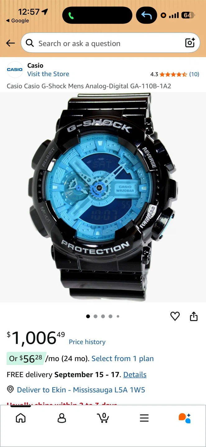 Casio G-Shock GA-110B-1A3 Module 5146 - Rare Blue Dial