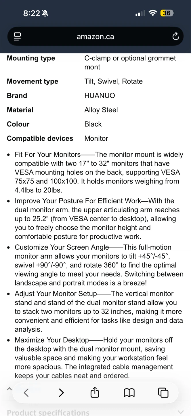 Dual Monitor Stand for 17 to 32 inch Screens - photo 2