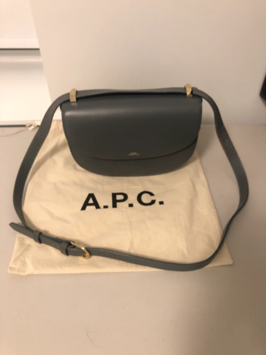 A.P.C. Blue Grey Leather Saddle Bag - photo 2
