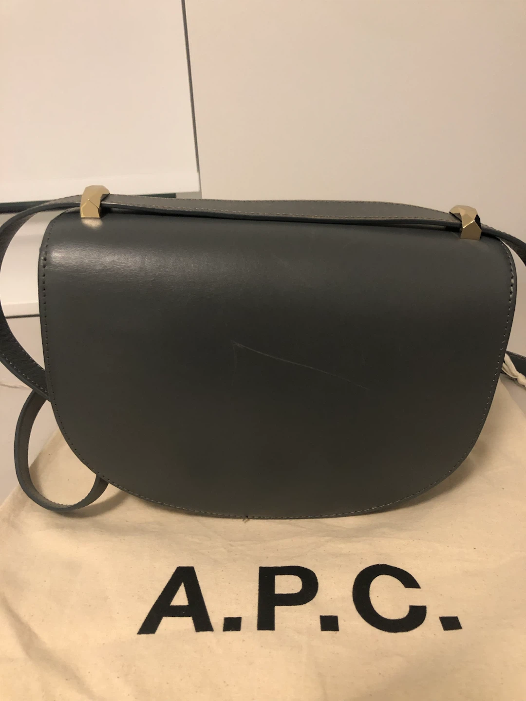 A.P.C. Blue Grey Leather Saddle Bag - photo 3