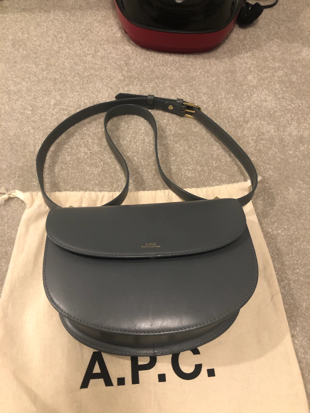 A.P.C. Blue Grey Leather Saddle Bag - photo 5