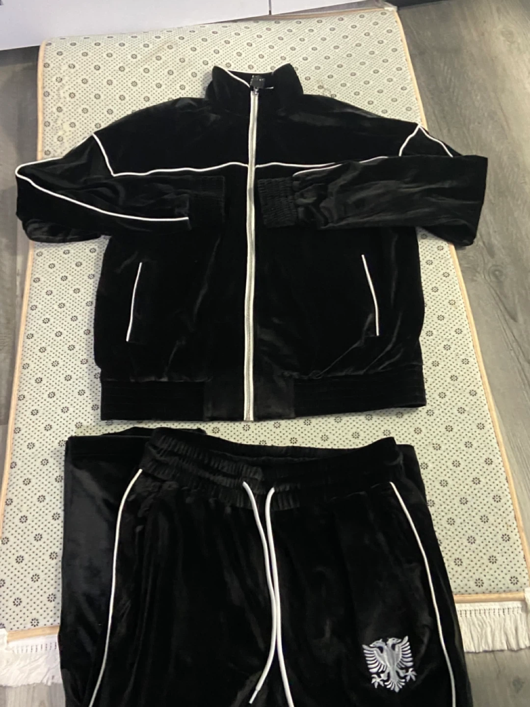 HAJDE ZEMER Velour Tracksuit Set - Black, Size M - photo 3