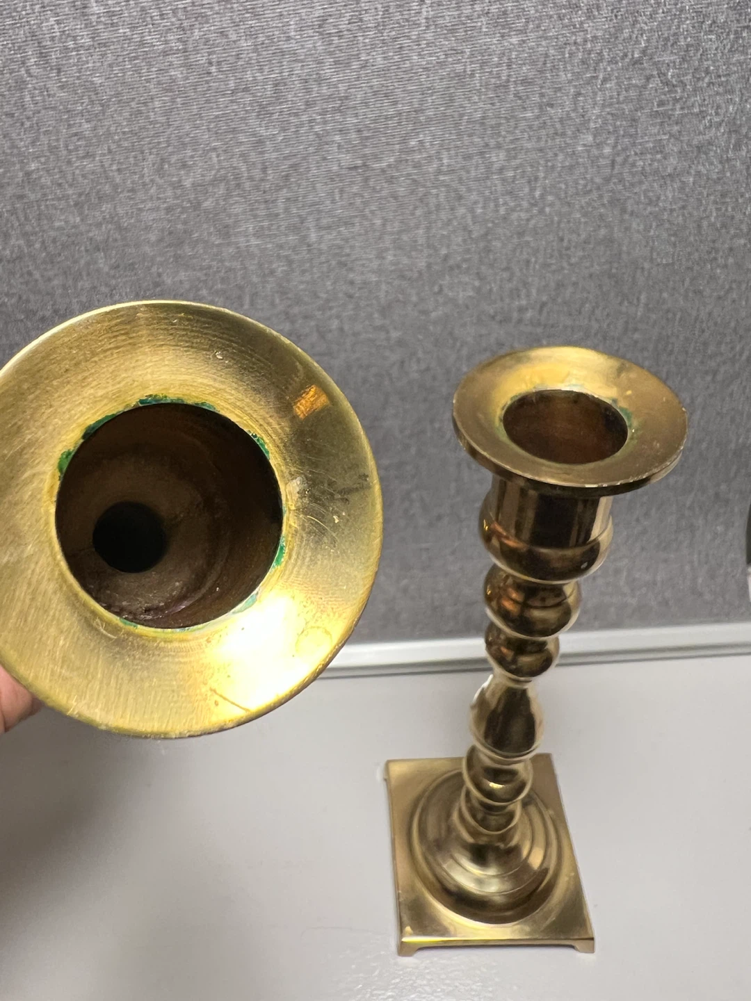 Vintage Solid Brass Candlesticks Square Footed Base 8” Tall - photo 4