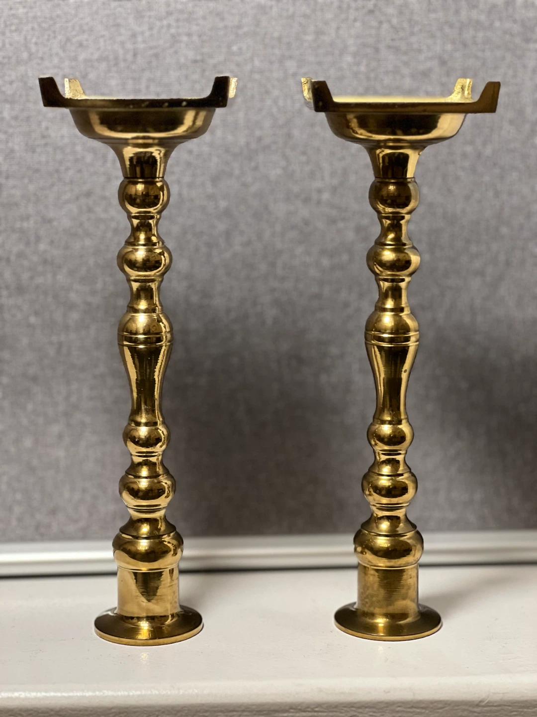Vintage Solid Brass Candlesticks Square Footed Base 8” Tall - photo 5