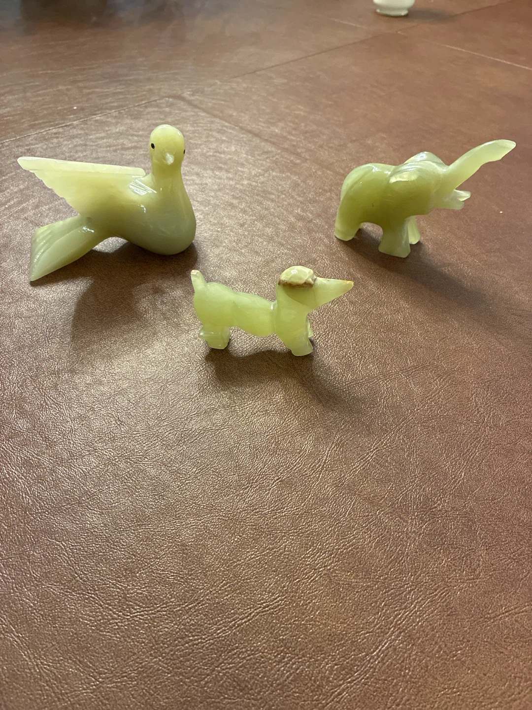 Set of 3 carved stone animal figurines