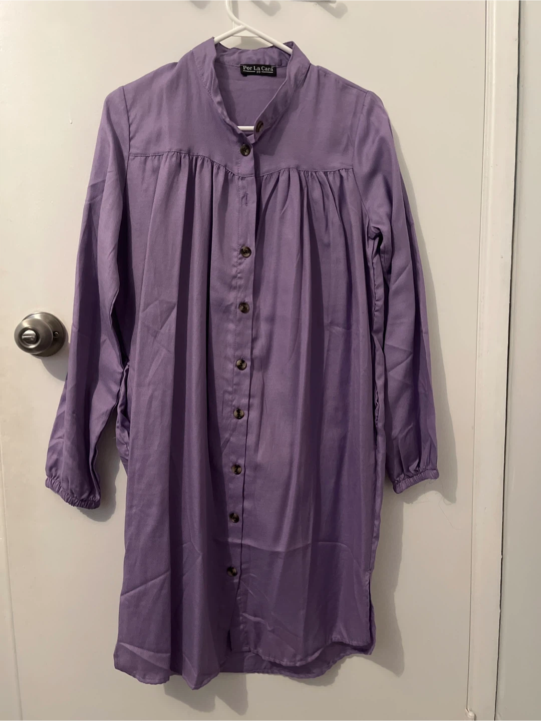 Por La Cara Purple Button-Up Tunic Dress