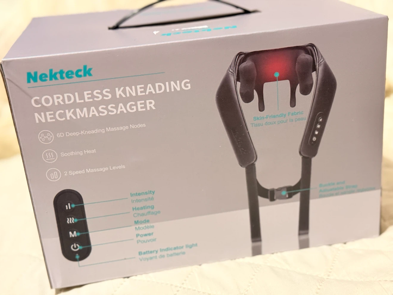 Nekteck Cordless 6D Shiatsu Neck and Back Massager with Heat - photo 2