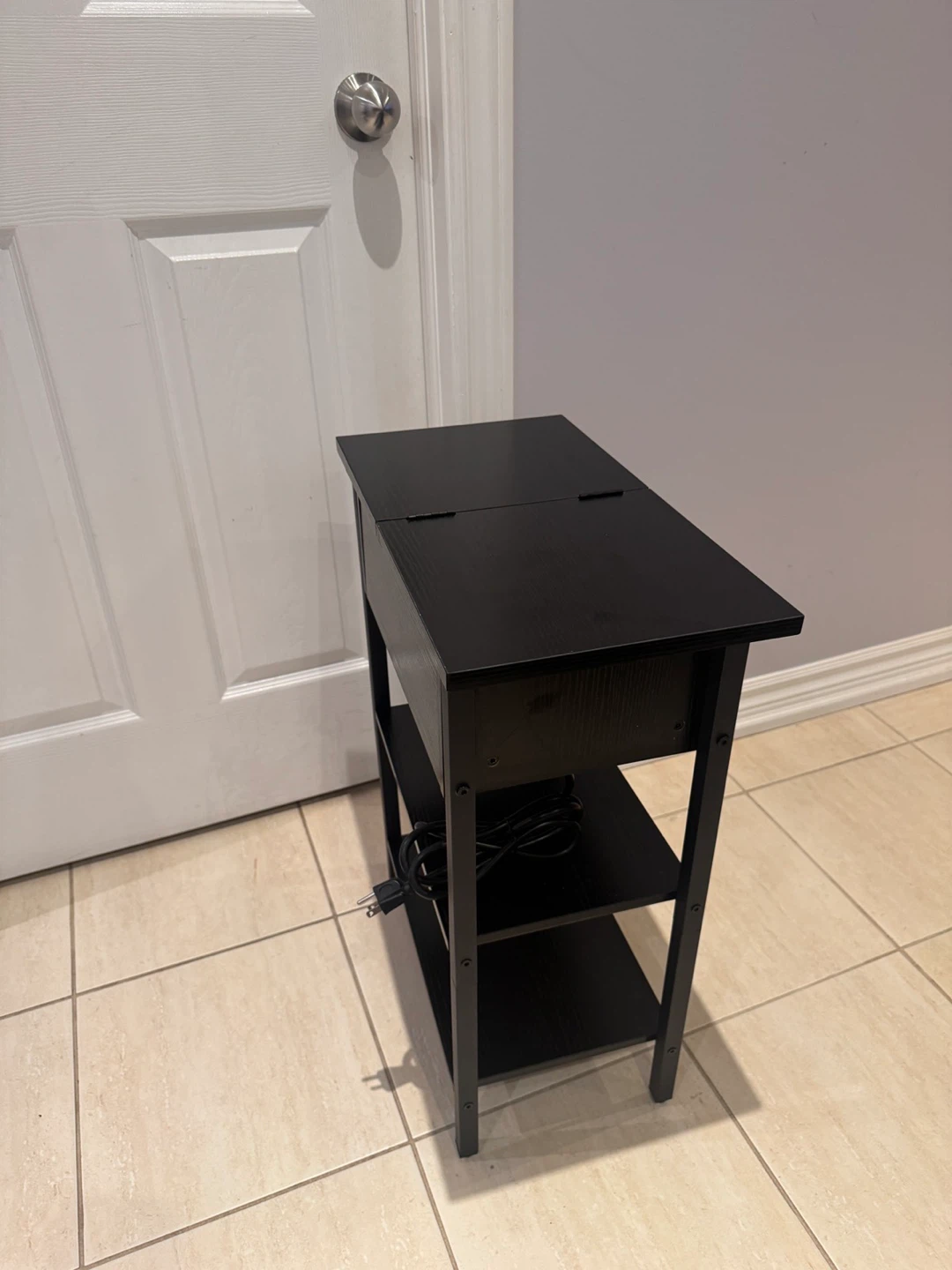 Black End Table with Built-in Charging Station - photo 2