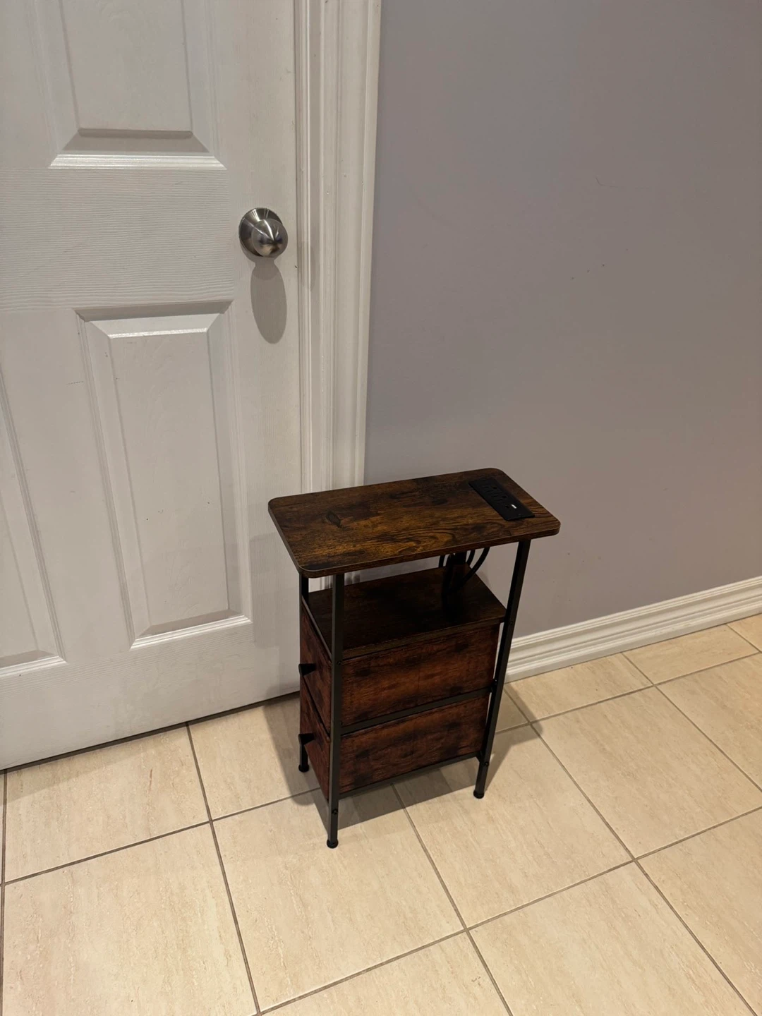 End Table with 2 Storage Drawers and Power Outlet