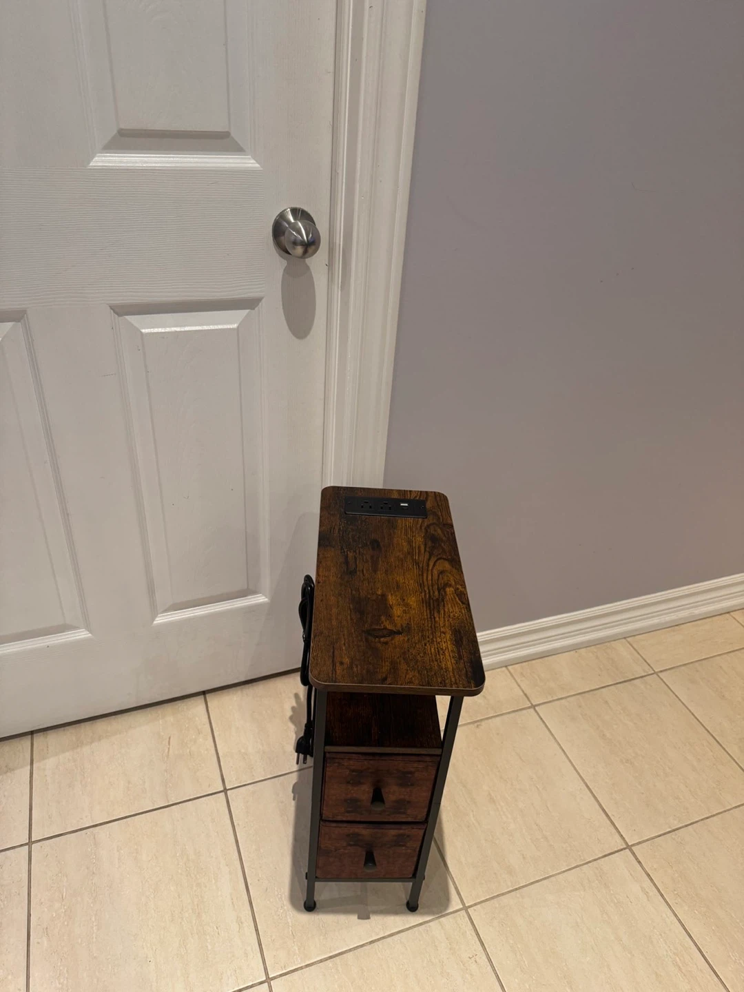 End Table with 2 Storage Drawers and Power Outlet - photo 2