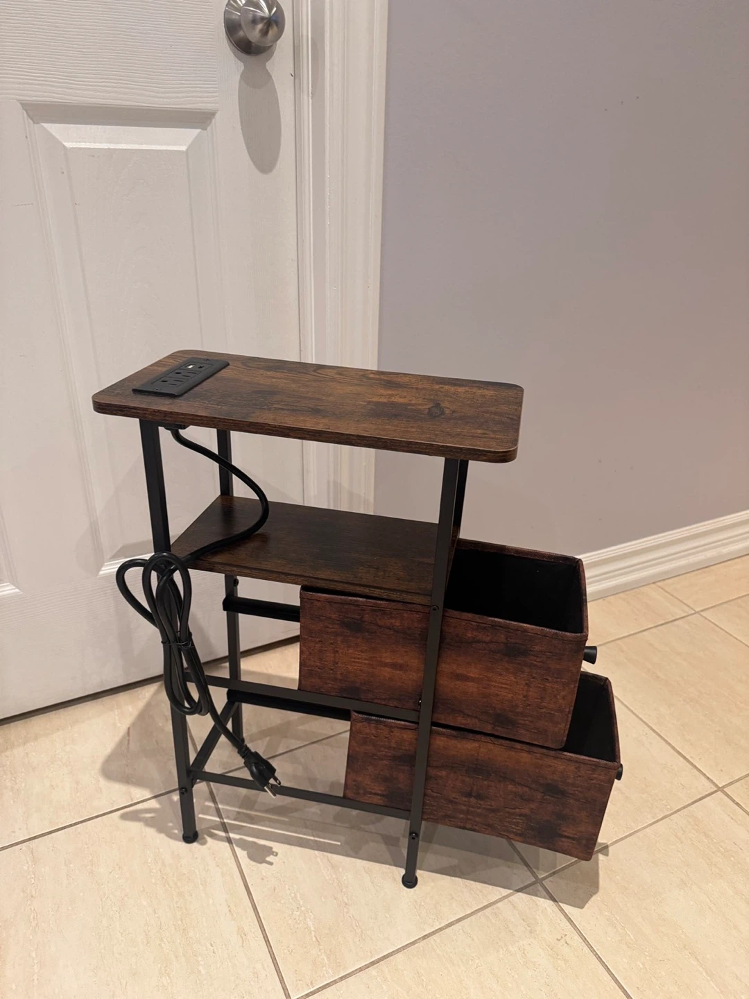 End Table with 2 Storage Drawers and Power Outlet - photo 3