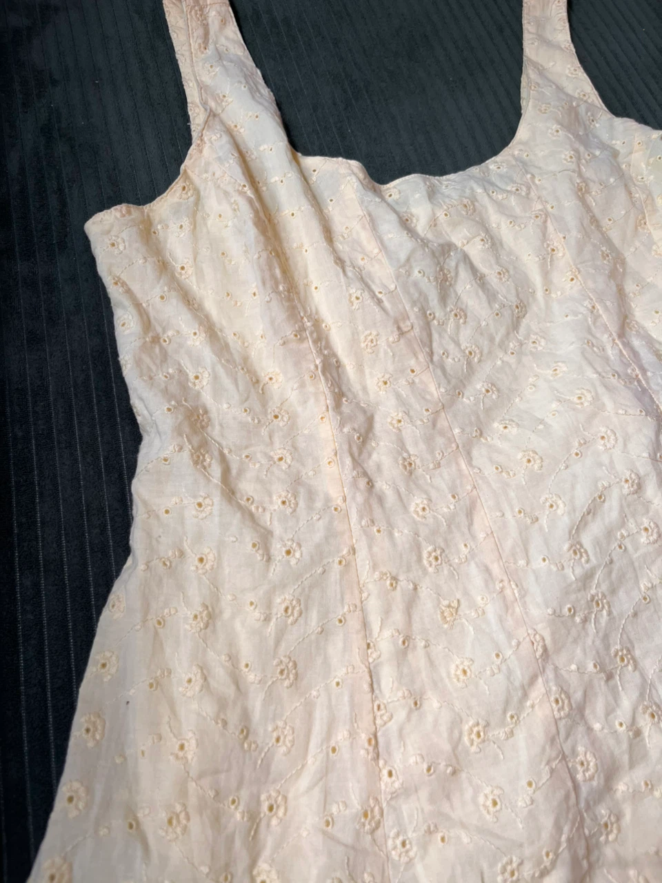 Butter Yellow Mini Eyelet Dress (Size L, NWT) - photo 3
