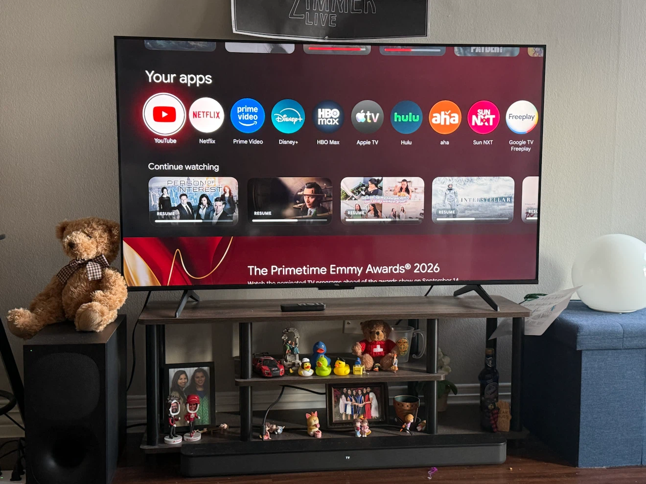 TCL Google TV (55”) and TV stand for sale - photo 2