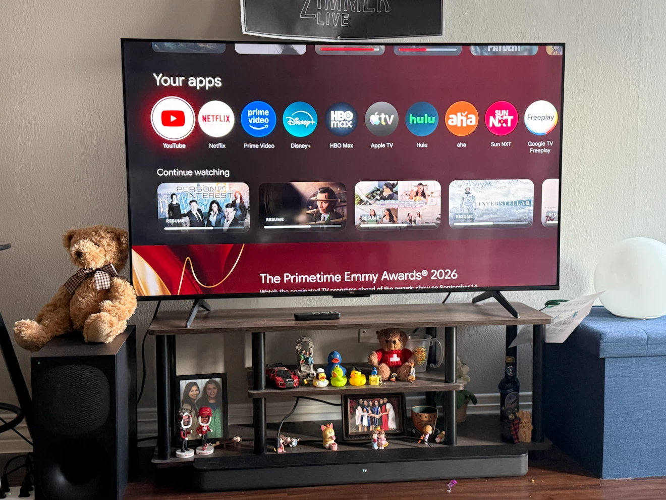 TCL Google TV (55”) and TV stand for sale - photo 4