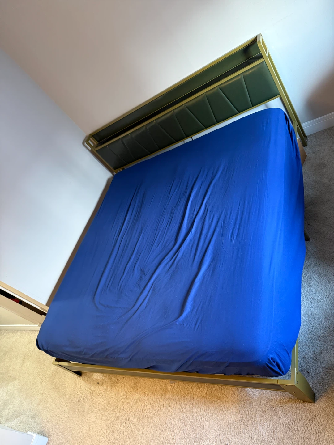 King size mattress and Metal Frame Bed with Green Headboard - photo 3
