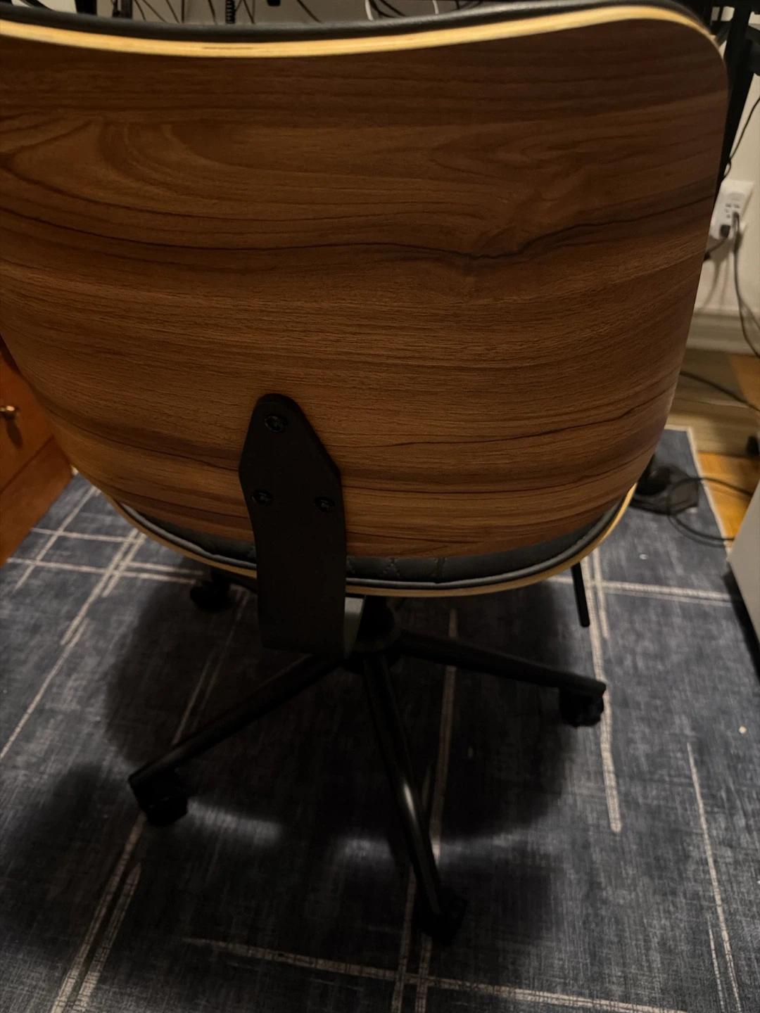 Black Diamond Stitch Leather Chair - photo 2